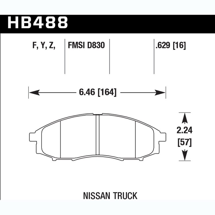 Disc Brake Pad Performance Ceramic w/0.629 Thickness