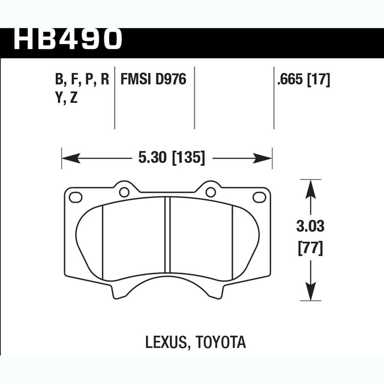 Disc Brake Pad Performance Ceramic w/0.665 Thickness