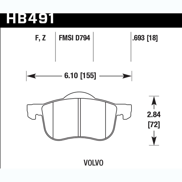 Disc Brake Pad Performance Ceramic w/0.693 Thickness