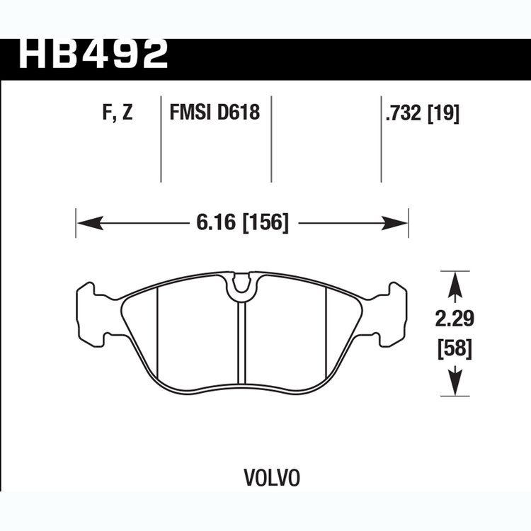 Disc Brake Pad Performance Ceramic w/0.732 Thickness