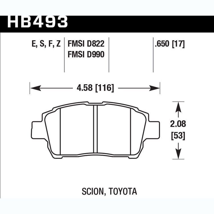 Disc Brake Pad Performance Ceramic w/0.650 Thickness