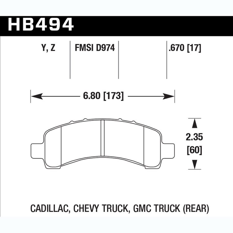 Disc Brake Pad Performance Ceramic w/0.670 Thickness