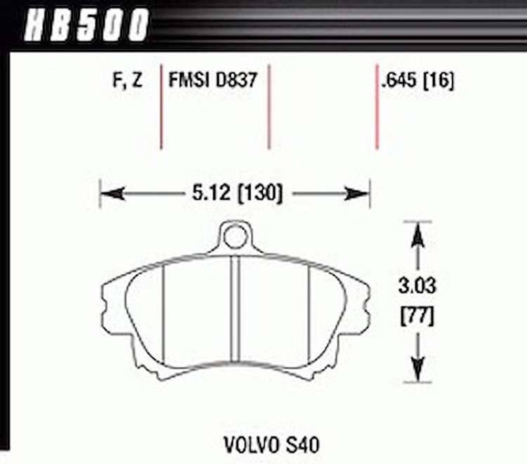 Disc Brake Pad Performance Ceramic w/0.645 Thickness
