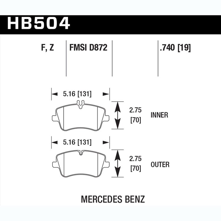 Disc Brake Pad Performance Ceramic w/0.740 Thickness