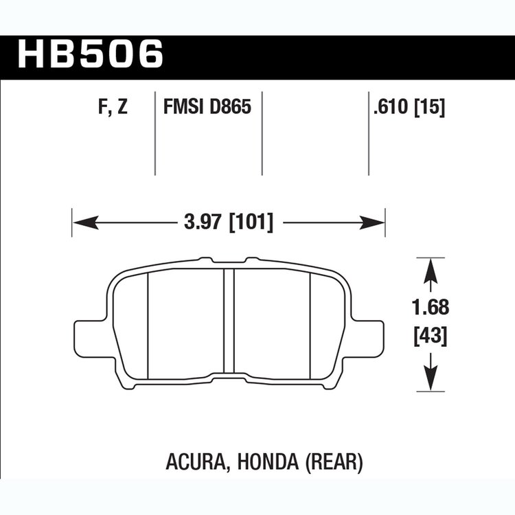 Disc Brake Pad Performance Ceramic w/0.610 Thickness