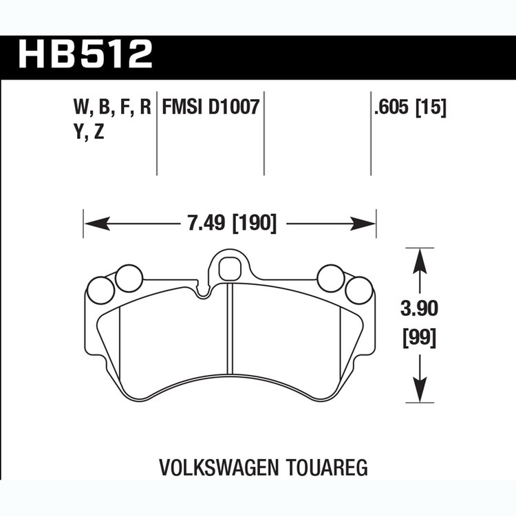 Disc Brake Pad Performance Ceramic w/0.605 Thickness