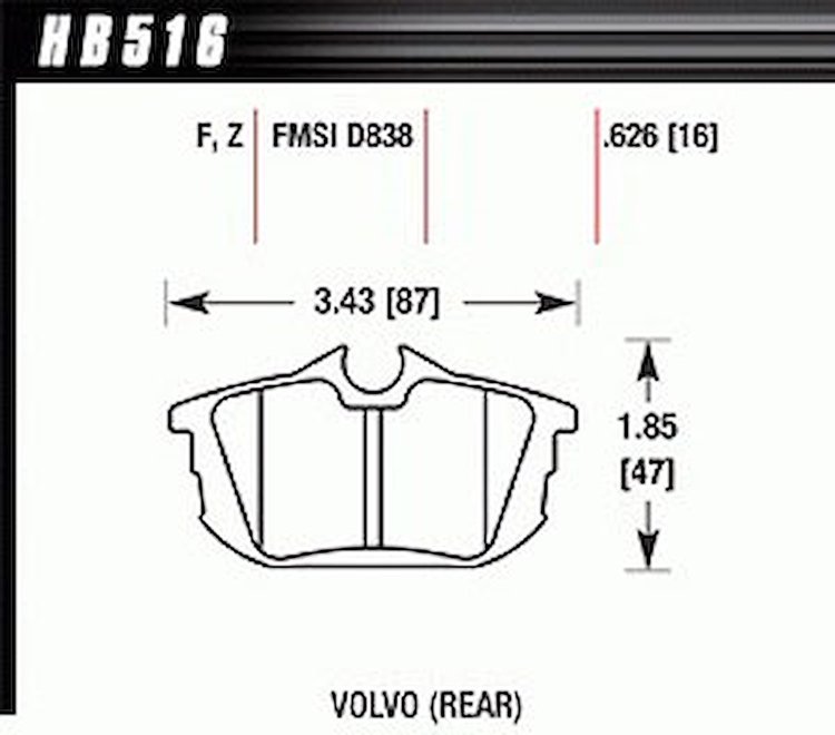 Disc Brake Pad Performance Ceramic w/0.626 Thickness