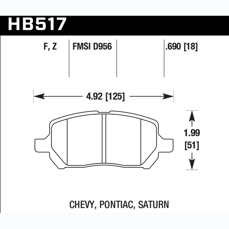 Disc Brake Pad Performance Ceramic w/0.690 Thickness