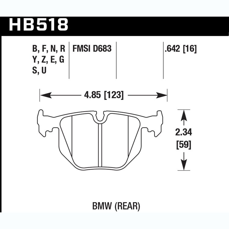Disc Brake Pad Performance Ceramic w/0.650 Thickness