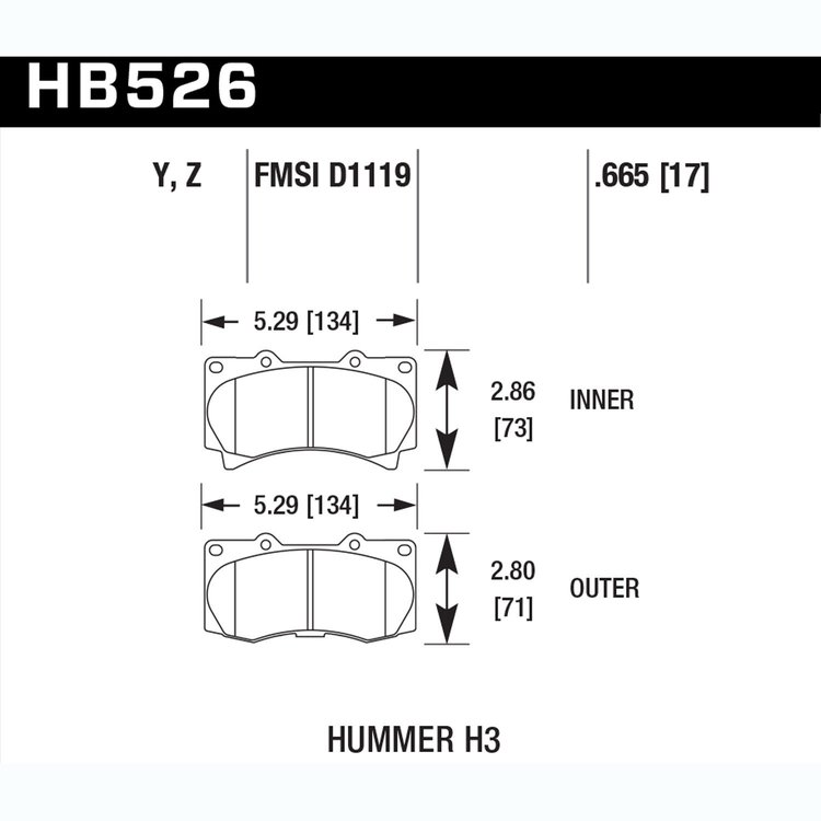 Disc Brake Pad Performance Ceramic w/0.665 Thickness