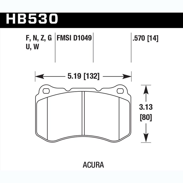 Disc Brake Pad Performance Ceramic w/0.570 Thickness