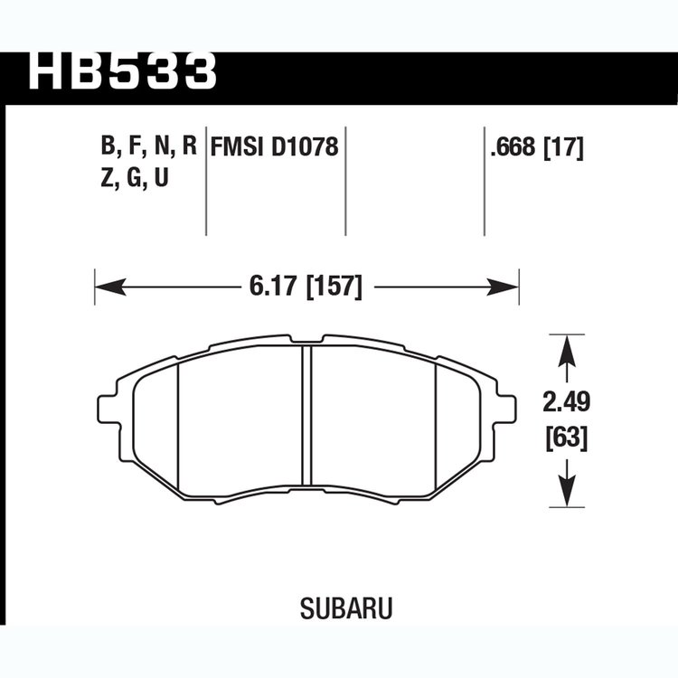 Disc Brake Pad Performance Ceramic w/0.668 Thickness