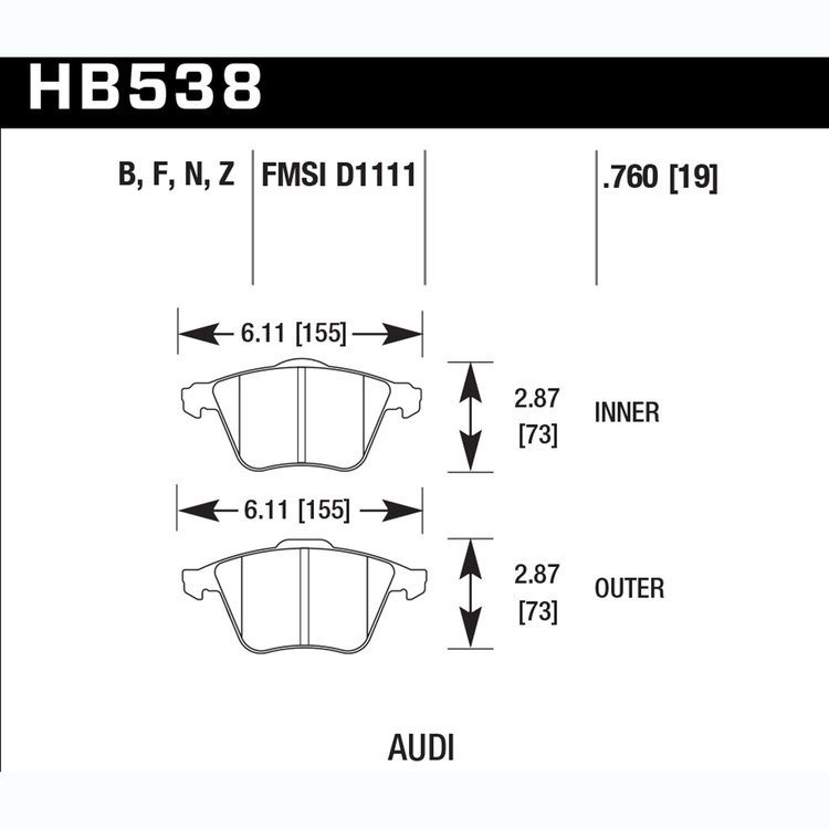 Disc Brake Pad Performance Ceramic w/0.760 Thickness