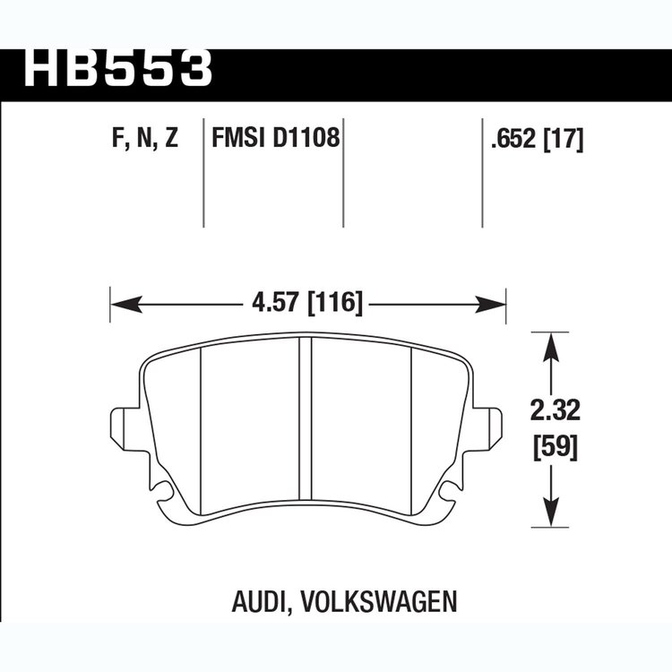Disc Brake Pad Performance Ceramic w/0.652 Thickness