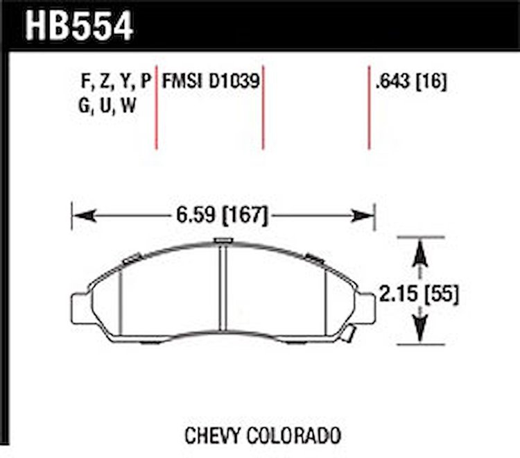 Disc Brake Pad DTC-30 w/0.643 Thickness