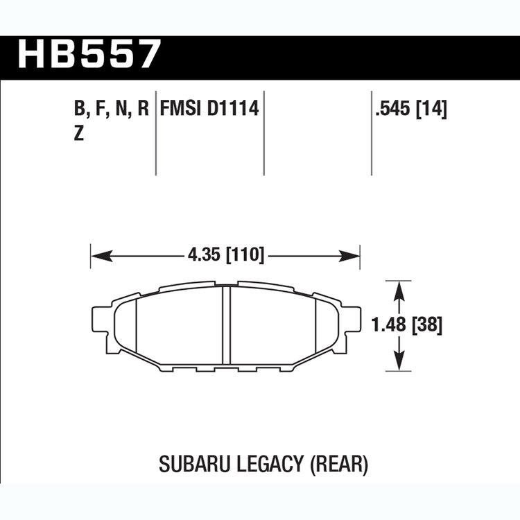 Disc Brake Pad Performance Ceramic w/0.545 Thickness