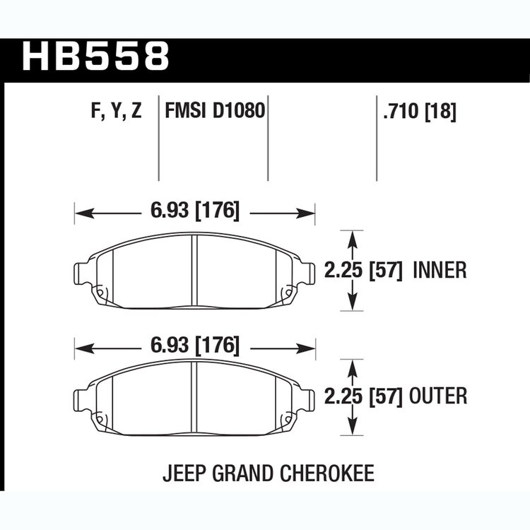 Disc Brake Pad Performance Ceramic w/0.710 Thickness