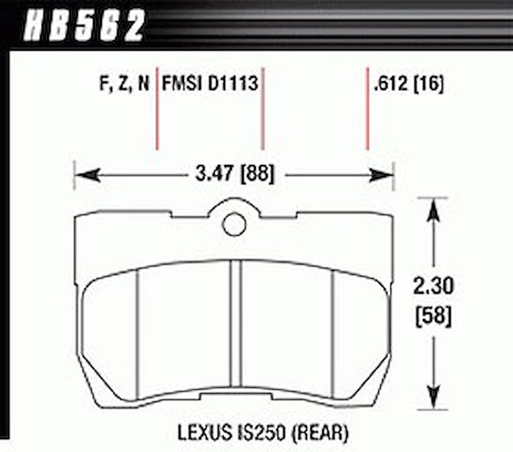Disc Brake Pad HP Plus w/0.612 Thickness