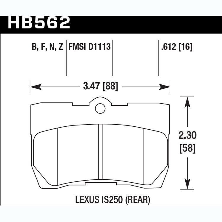 Disc Brake Pad Performance Ceramic w/0.612 Thickness
