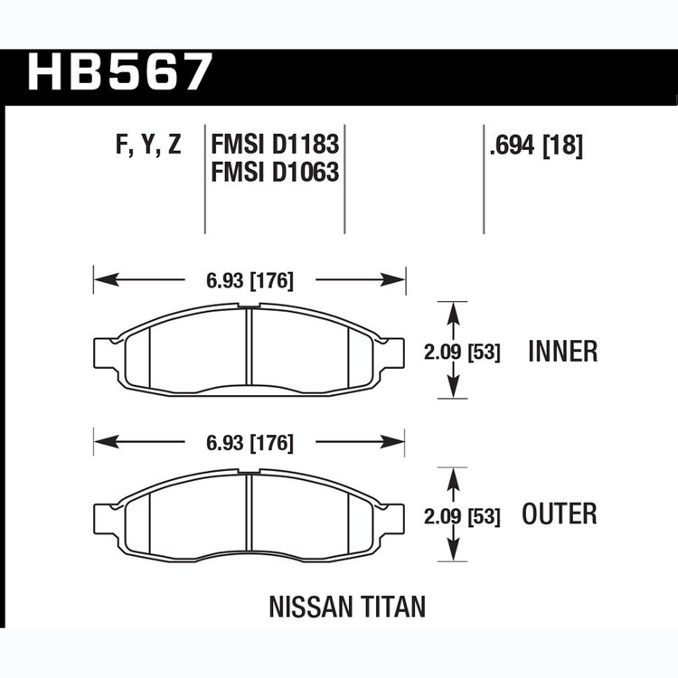 Disc Brake Pad Performance Ceramic w/0.694 Thickness