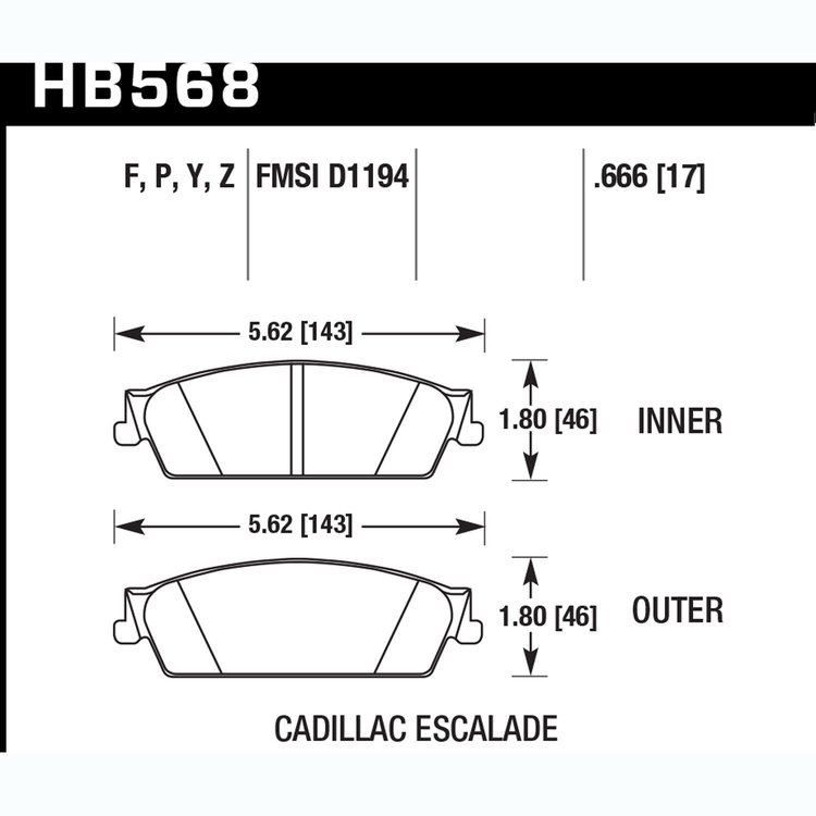 Disc Brake Pad Performance Ceramic w/0.666 Thickness