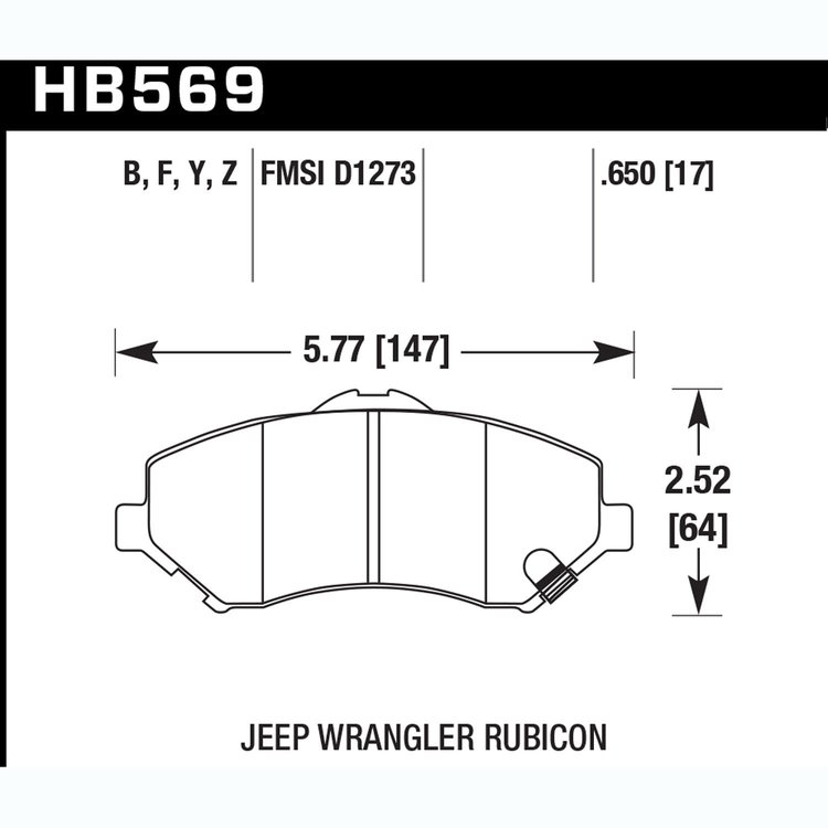 Disc Brake Pad Performance Ceramic w/0.650 Thickness