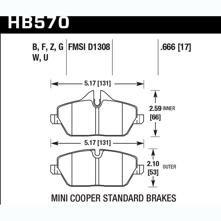 Disc Brake Pad Performance Ceramic w/0.666 Thickness