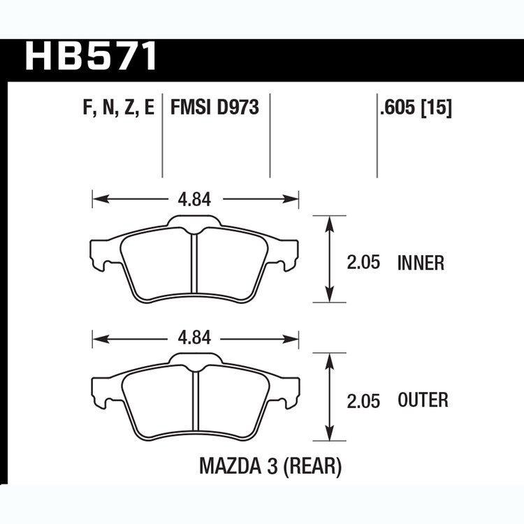 Disc Brake Pad Performance Ceramic w/0.605 Thickness