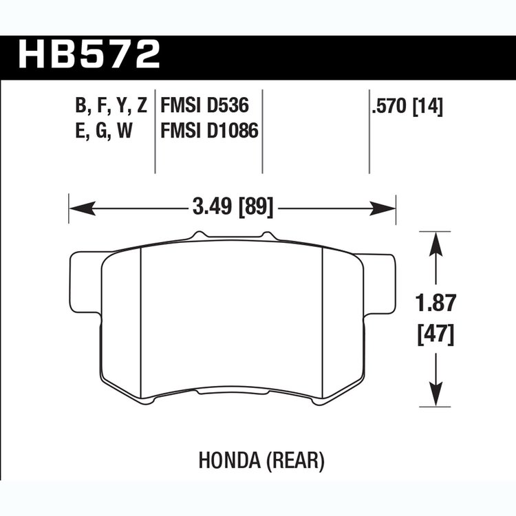 Disc Brake Pad Performance Ceramic w/0.570 Thickness