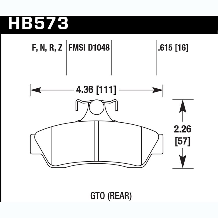 Disc Brake Pad Performance Ceramic w/0.615 Thickness