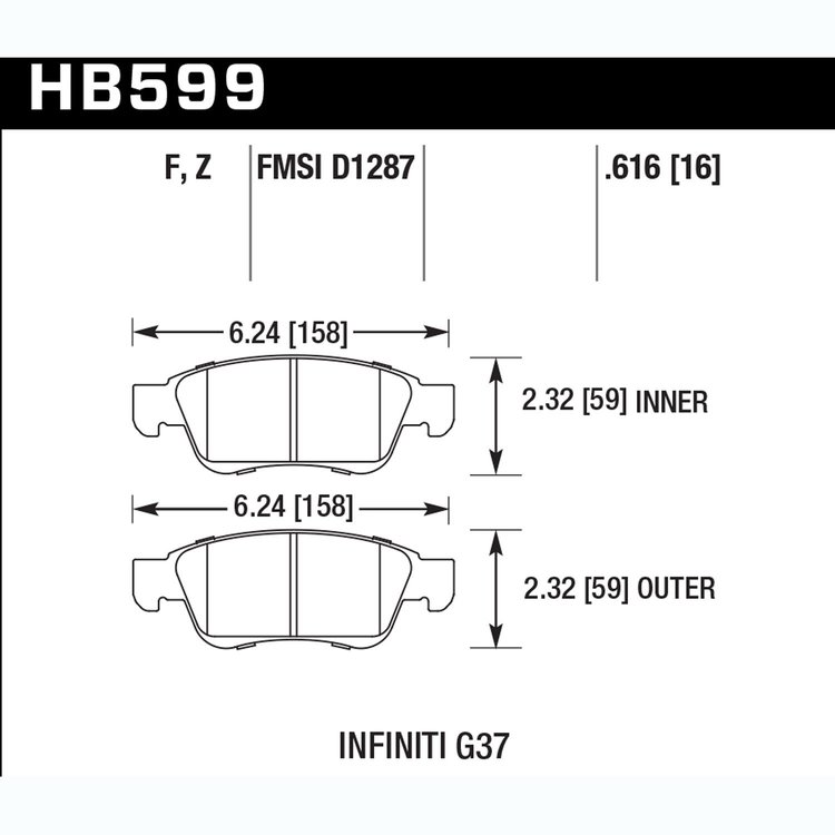 Disc Brake Pad Performance Ceramic w/0.616 Thickness