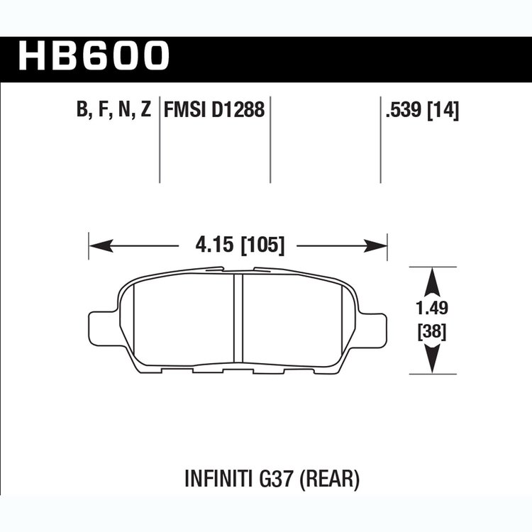 Disc Brake Pad Performance Ceramic w/0.539 Thickness