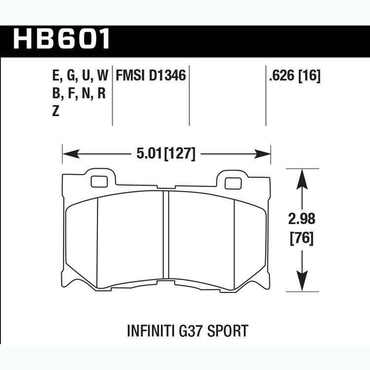 Disc Brake Pad Performance Ceramic w/0.626 Thickness