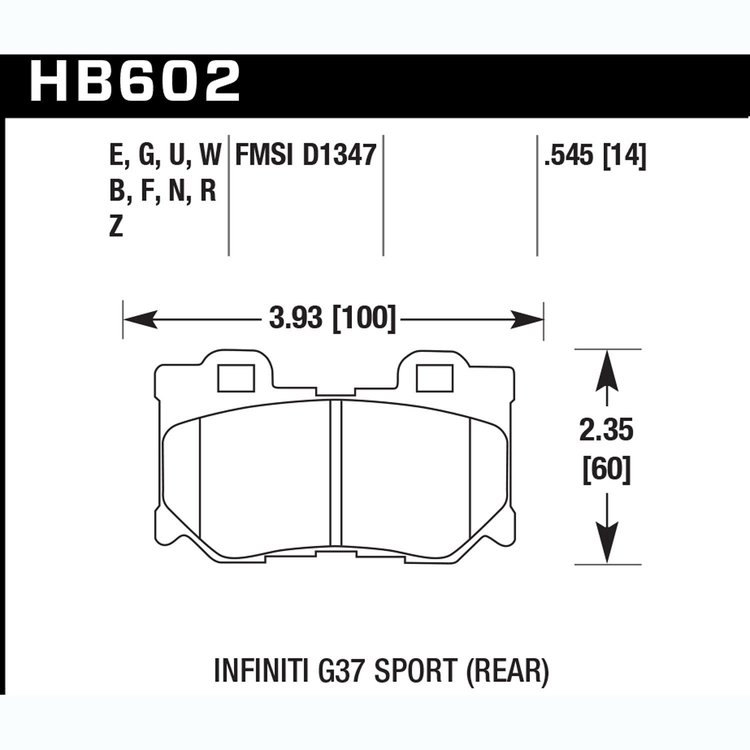 Disc Brake Pad Performance Ceramic w/0.545 Thickness
