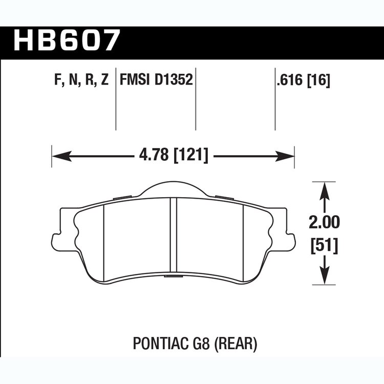 Disc Brake Pad Performance Ceramic w/0.616 Thickness