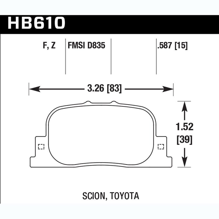 Disc Brake Pad Performance Ceramic w/0.587 Thickness