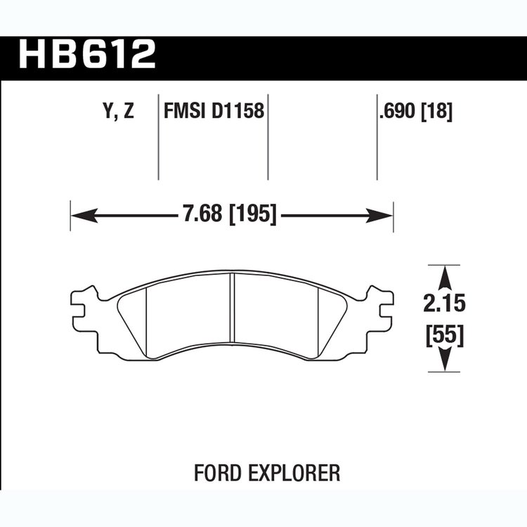 Disc Brake Pad Performance Ceramic w/0.690 Thickness