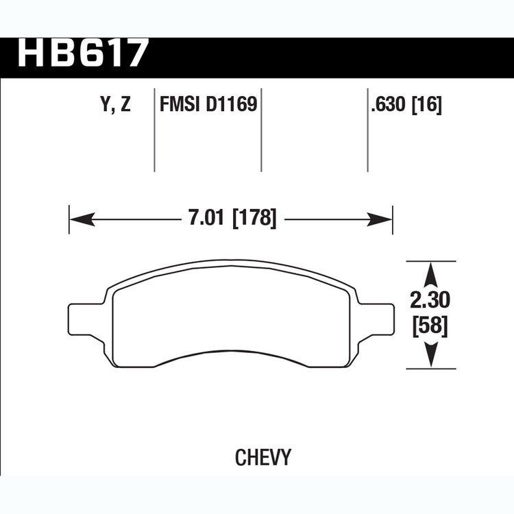 Disc Brake Pad Performance Ceramic w/0.630 Thickness