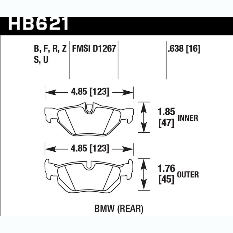 Disc Brake Pad Performance Ceramic w/0.638 Thickness