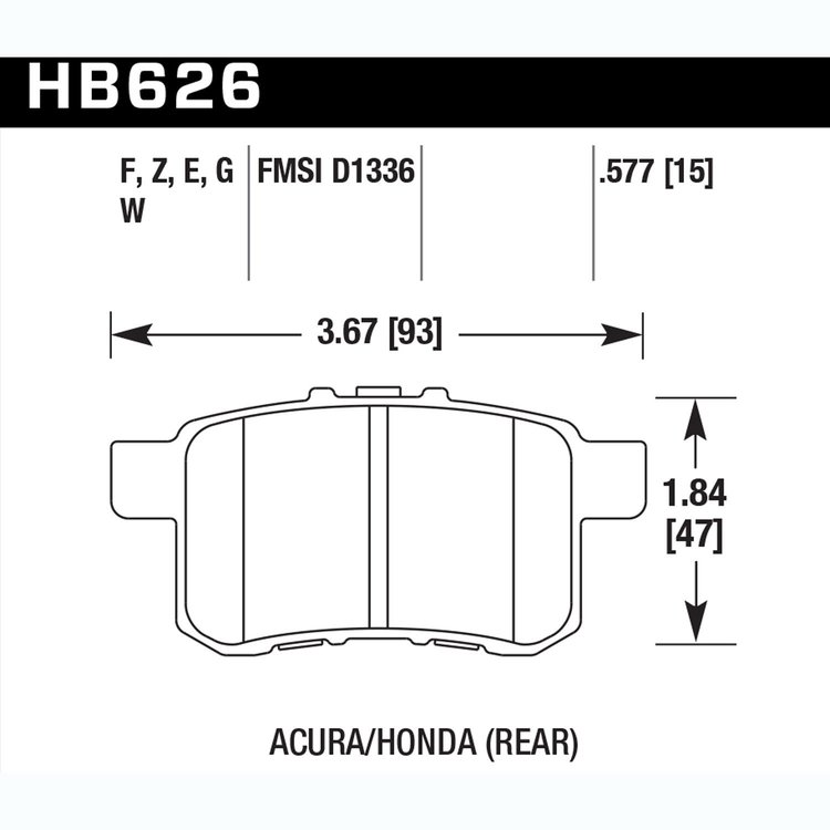 Disc Brake Pad Performance Ceramic w/0.577 Thickness