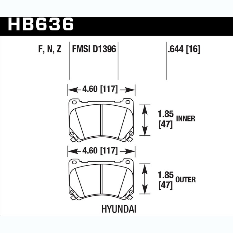Disc Brake Pad Performance Ceramic w/0.644 Thickness