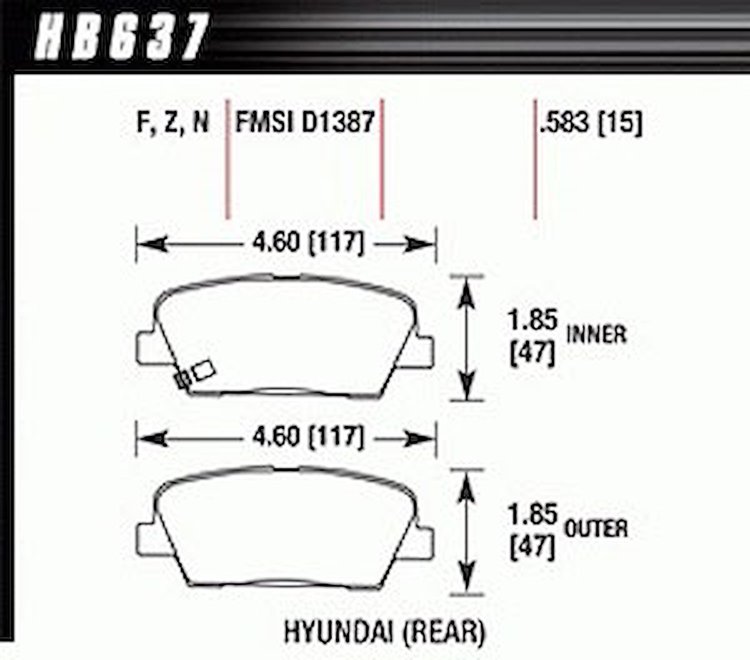 Disc Brake Pad HPS Performance Street w/0.583 Thickness