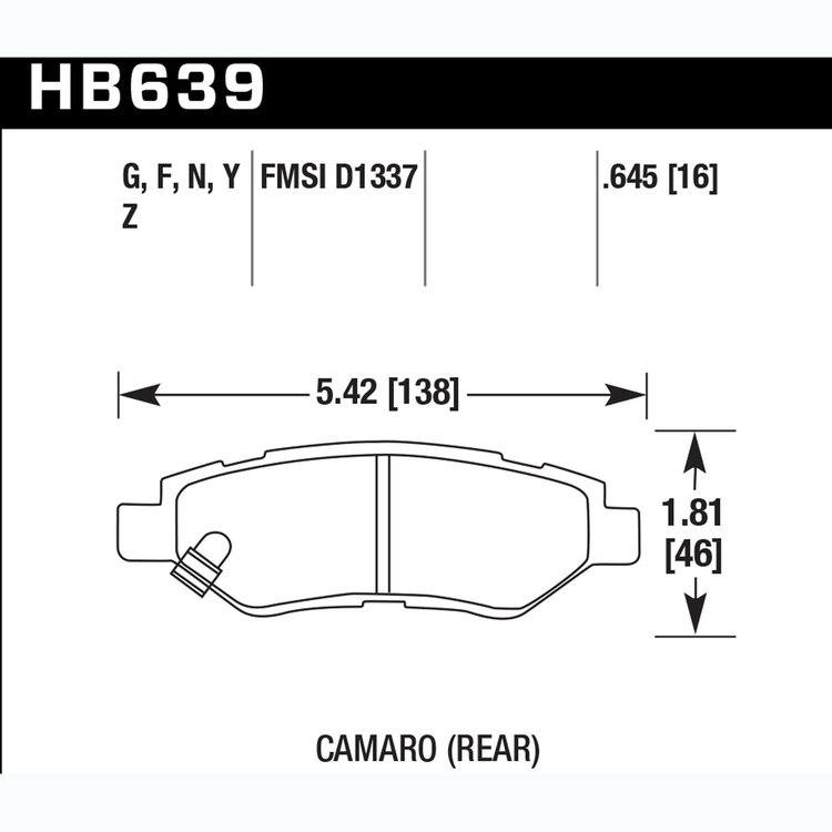 Disc Brake Pad Performance Ceramic w/0.645 Thickness