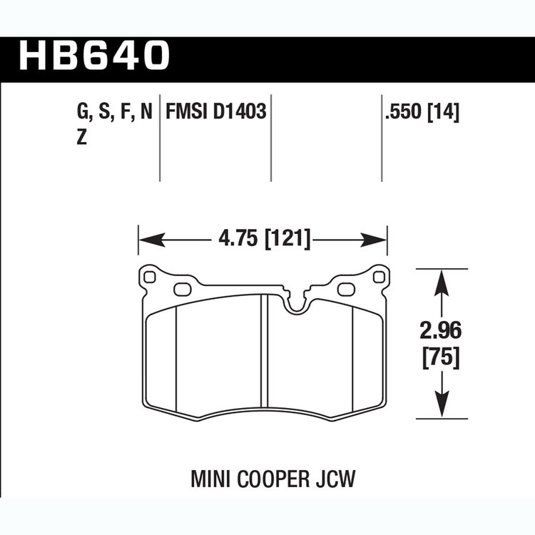 Disc Brake Pad Performance Ceramic w/0.550 Thickness