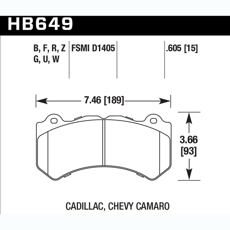 Disc Brake Pad Performance Ceramic w/0.605 Thickness