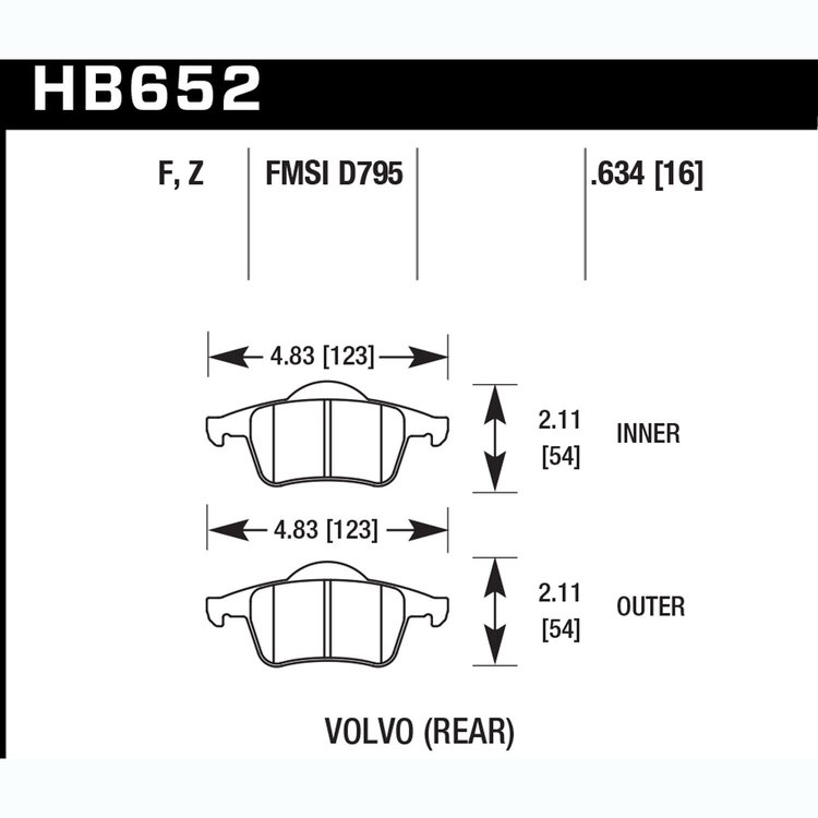 Disc Brake Pad Performance Ceramic w/0.634 Thickness