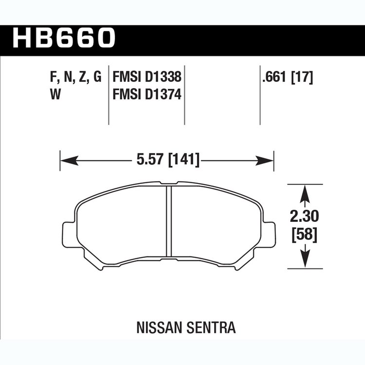 Disc Brake Pad Performance Ceramic w/0.661 Thickness
