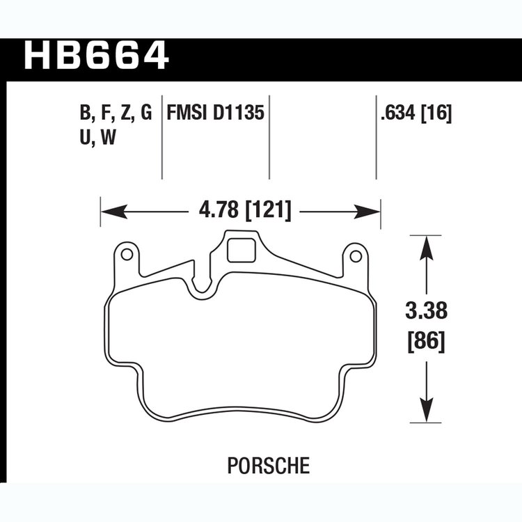 Disc Brake Pad Performance Ceramic w/0.634 Thickness