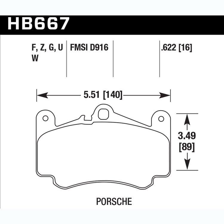 Disc Brake Pad Perf. Ceramic w/0.622 Thicknes