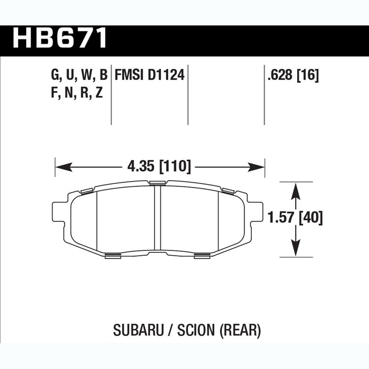 Disc Brake Pad Performance Ceramic w/0.628 Thickness